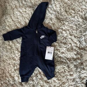 Nike Blue Hooded One Piece with Footies